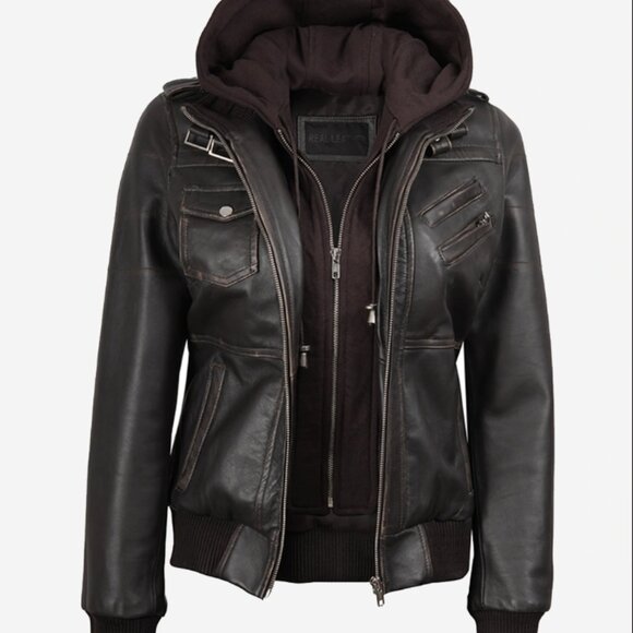 Distressed Style 100% Leather Bomber Jacket – New - Picture 2 of 14